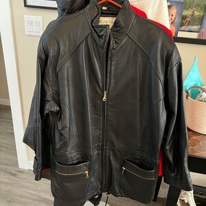 Black leather coat